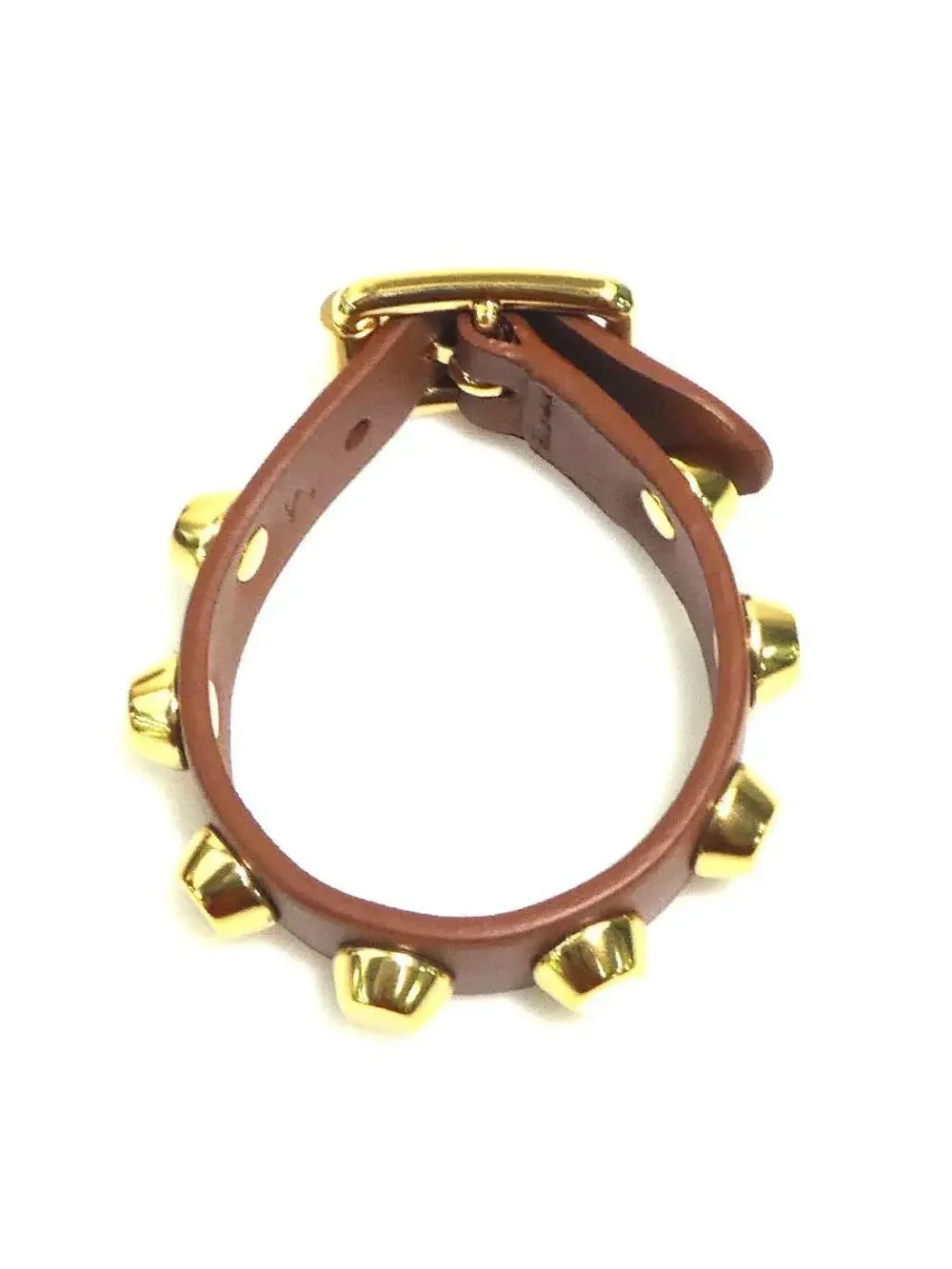 Auth Prada Bracelet Brown/Gold #303060P23B